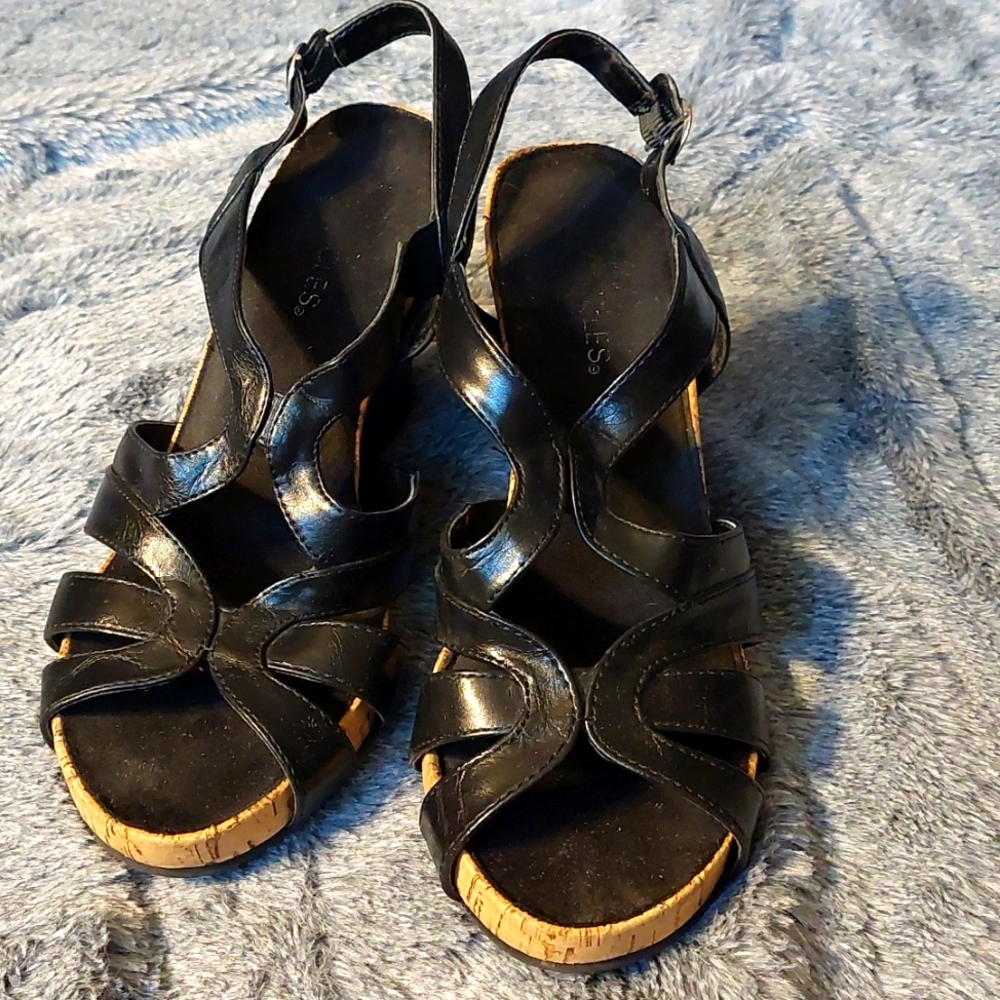 Black Wedge Sandle Size 9.5